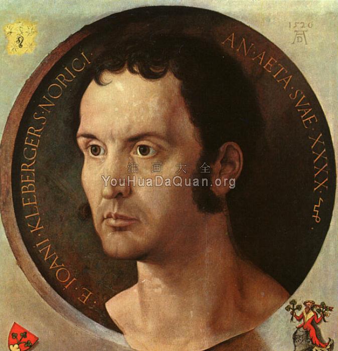 Portrait of Johannes Kleberger - 阿尔弗雷德·丢勒